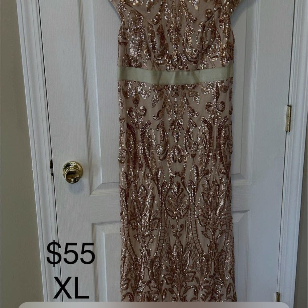 Glamorous Sequin Maxi Dress - Rose Gold